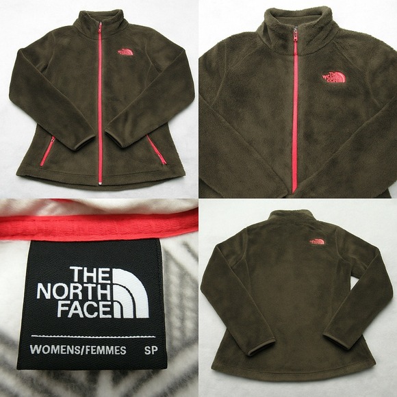 North Face Jacket Womens Small Green Osito 2 Fuzzy Fleece Full Zip Hiking Active - Picture 1 of 16